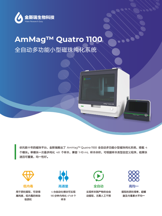 《AmMag™ Quatro 1100全自动多功能小型磁珠纯化系统》宣传册